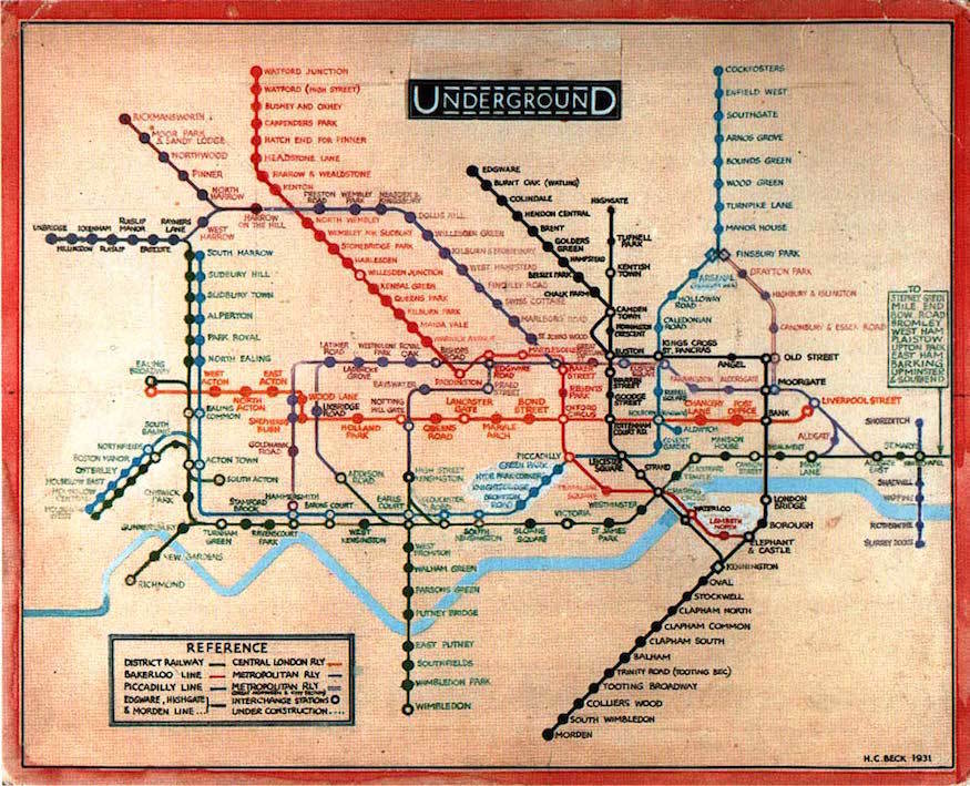 Plan métro 1931 Londres