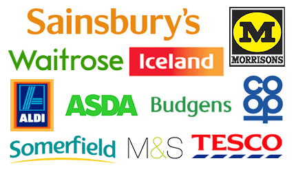Logos de supermarchés en Angleterre