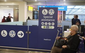 Photo d'une zone dans un aéroport de Londres pour personnes handicapées