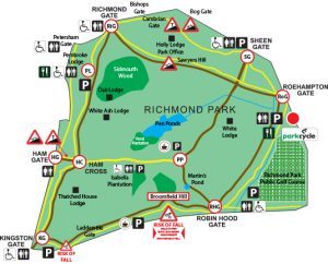 Carte de Richmond Park avec ses signalisations