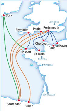 Itinéraire et trajet Ferry France Angleterre